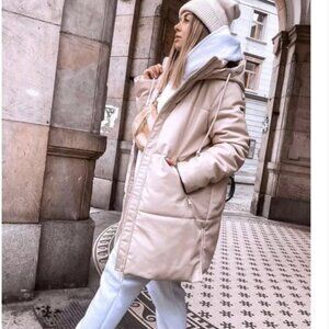 ZARA FAUX LEATHER PUFFER COAT NWT